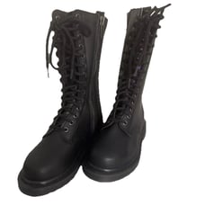 Demonia 14 Eyelet Mid Calf Punk Gothic Biker Combat Black Boots BOLT300 SZ W8 M6