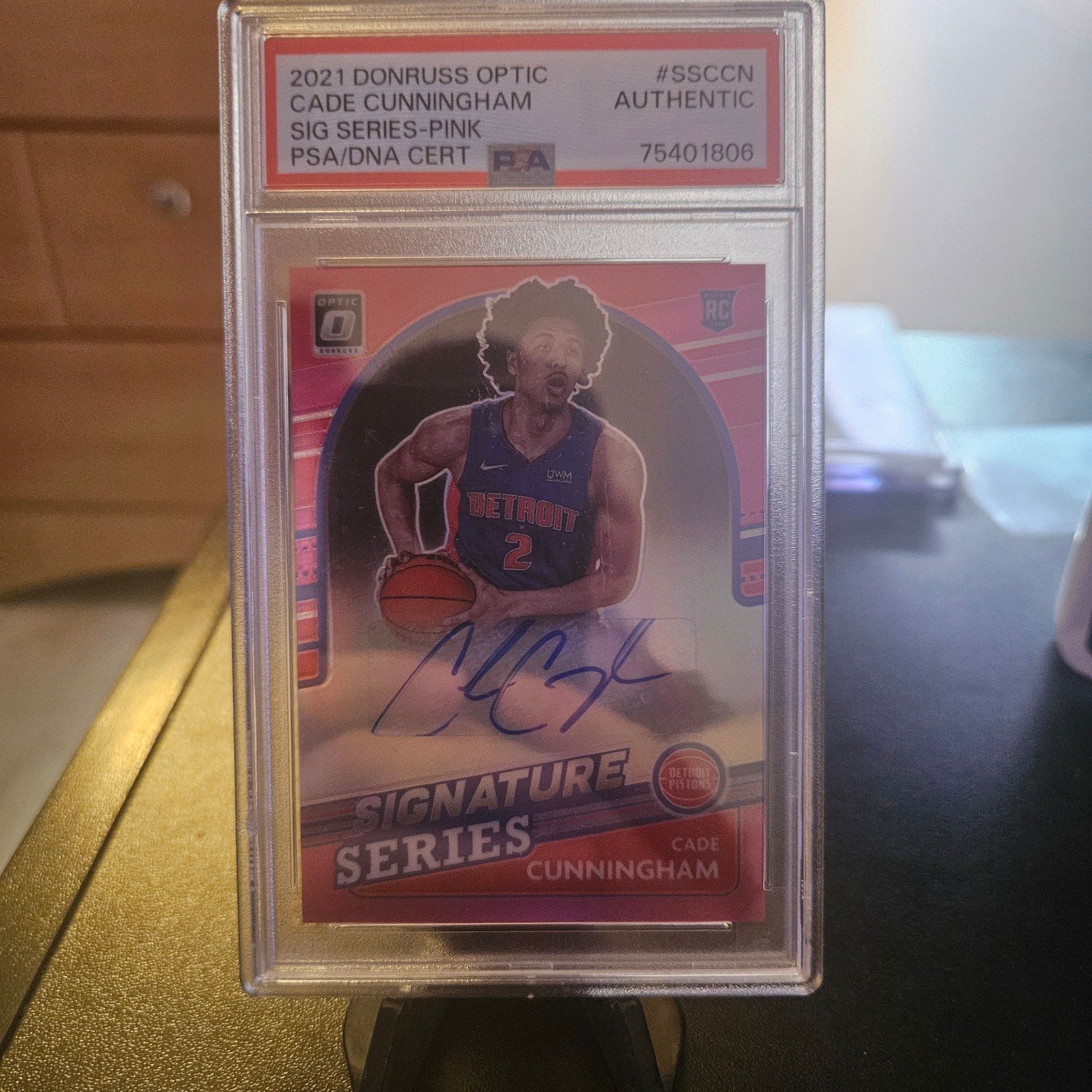 2021 Donruss Optic Cade Cunningham/25 Signature Series Rookie Auto PSA authentic