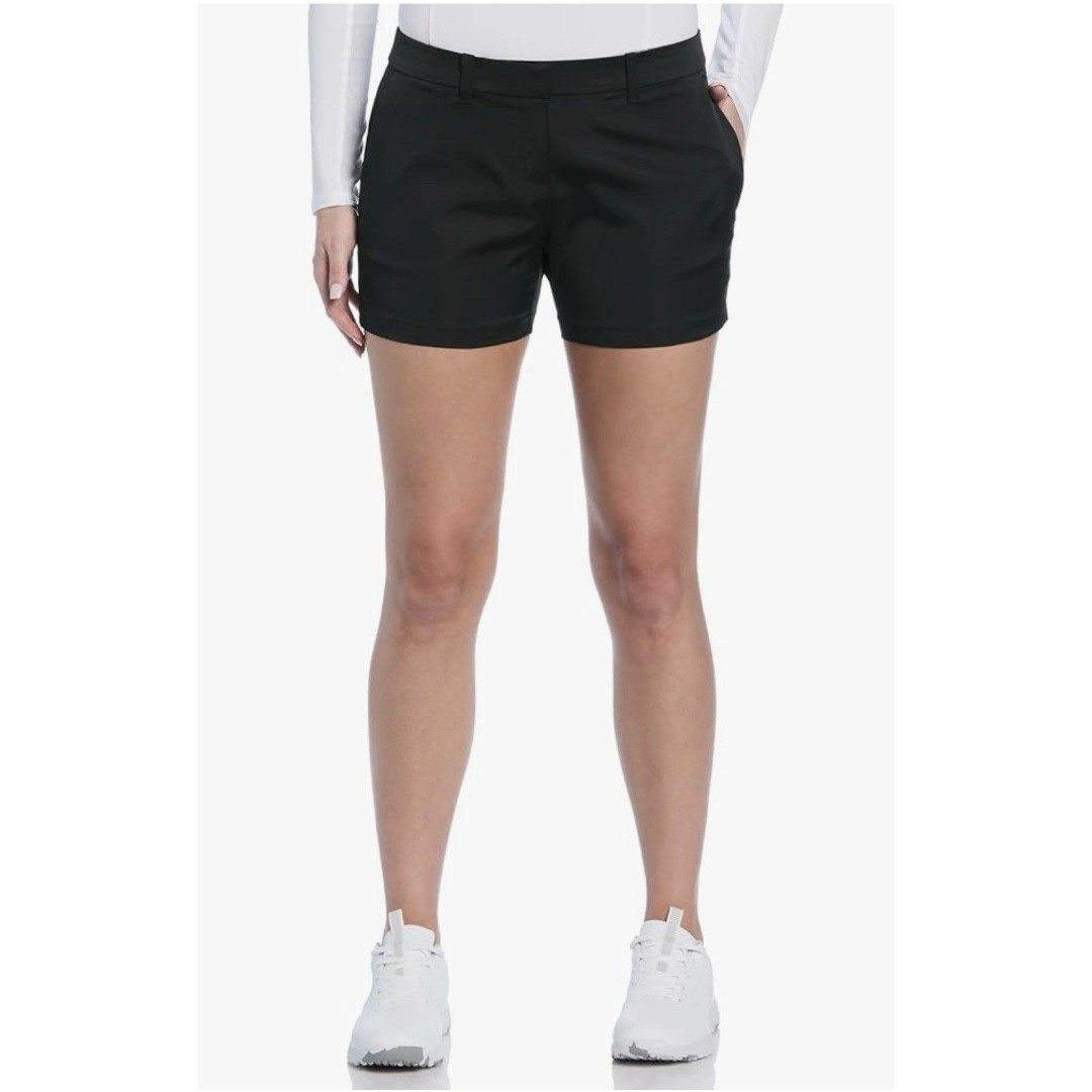 PGA TOUR Women's 4.5 & quot Woven Golf Shorts with Satin Fabric Caviar New Sz 4
