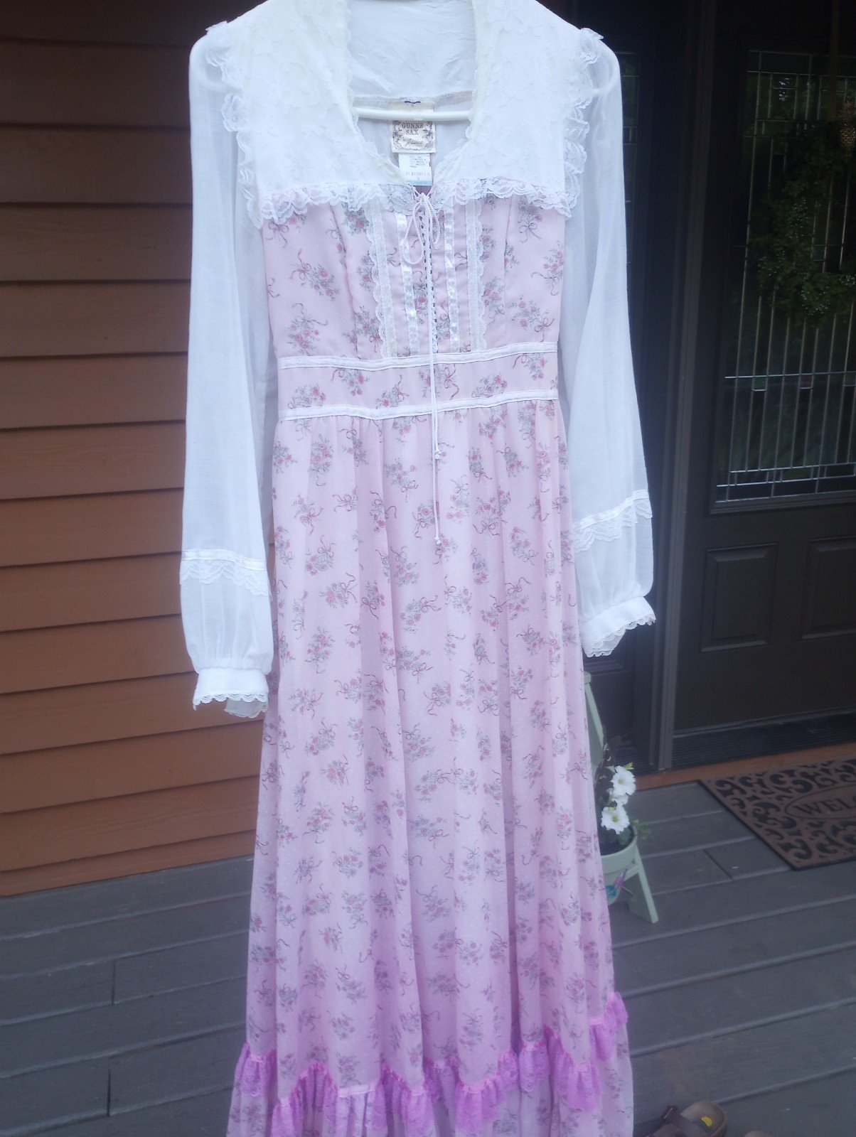 Vintage Gunne Sax Dress NWT Boho 1960's/70s Cream W/Purple