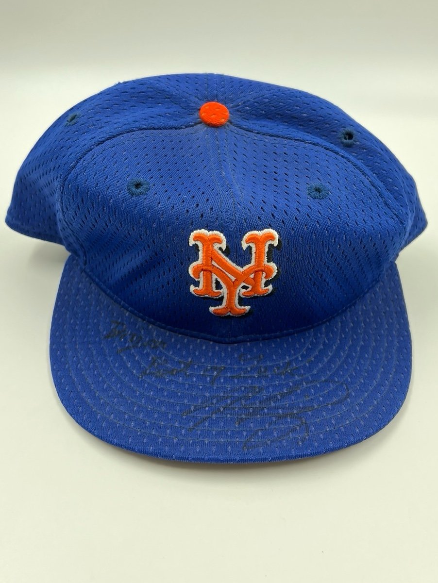 Vintage New Era MIKE PIAZZA NEW YORK METS Blue/Orange/Black JSA Autographed Hat
