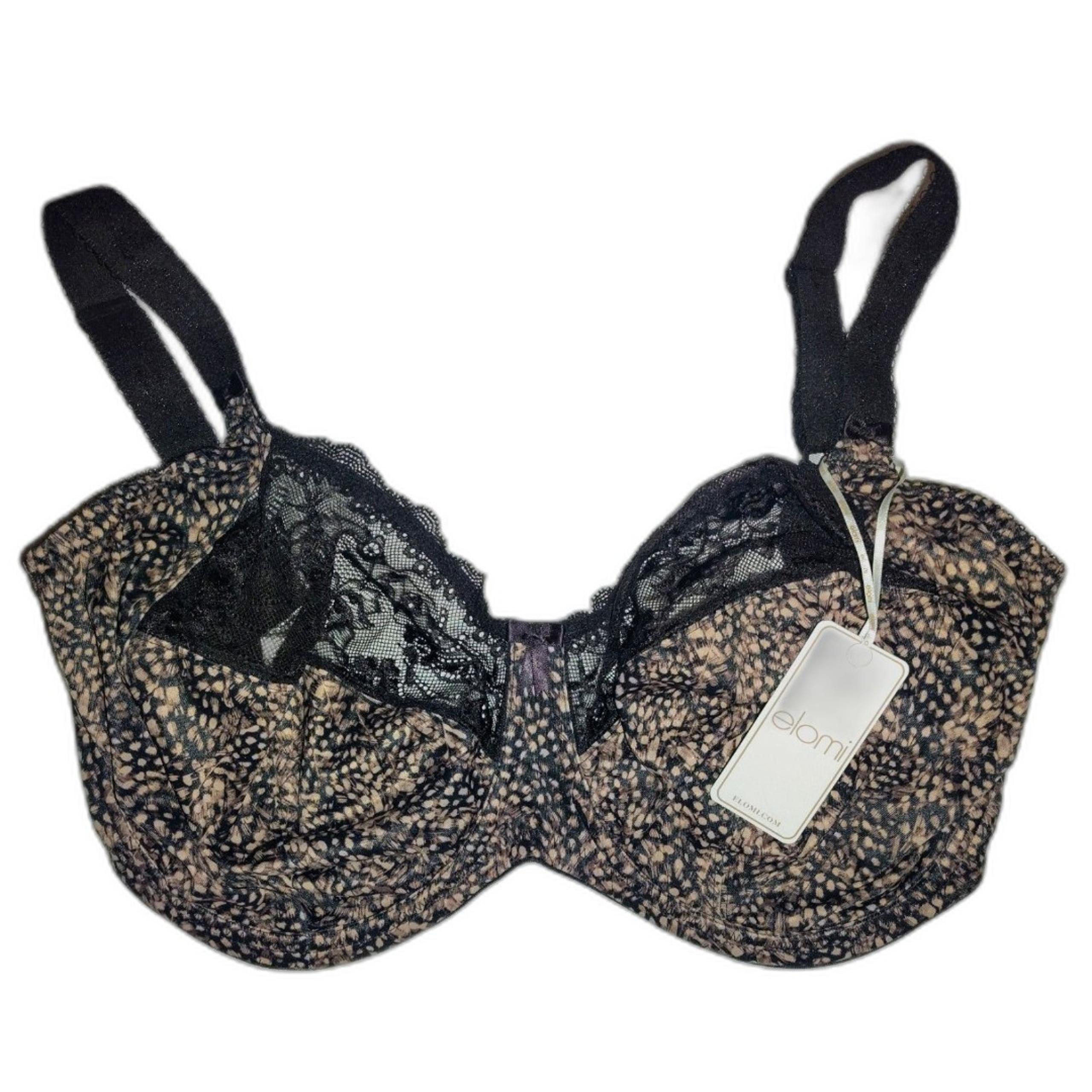 NWT Elomi  Morgan Size 32N  Underwired Plus Size Lingerie Lace Stretch Ebony