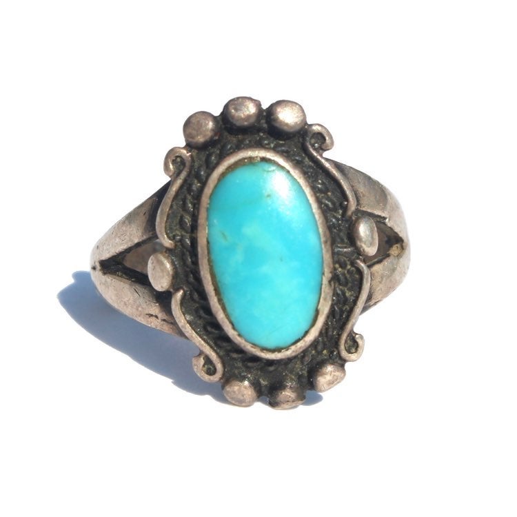 Vintage Turquoise Sterling Silver Ring 6