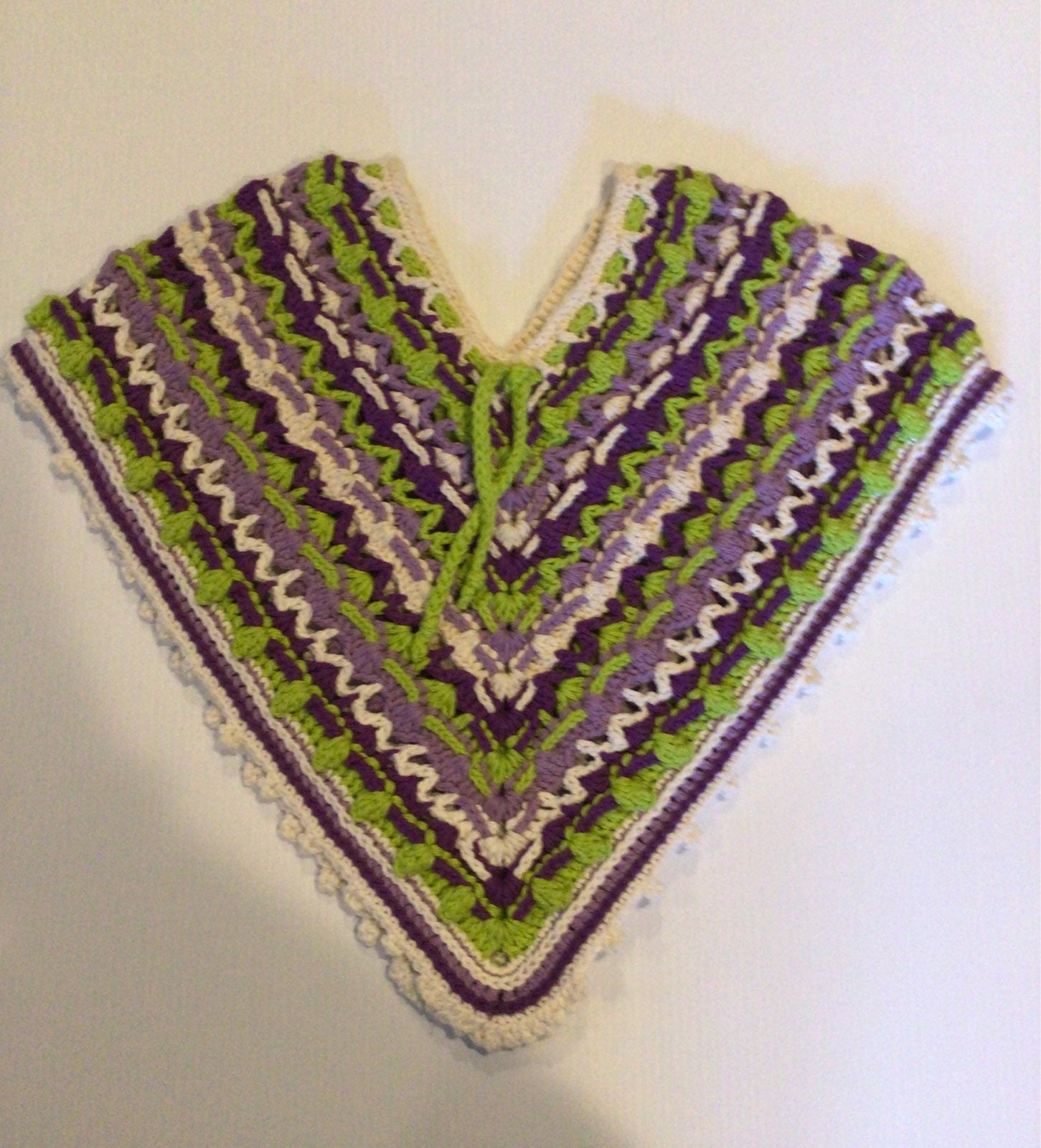 Hand crochet Girls poncho 3T-4T