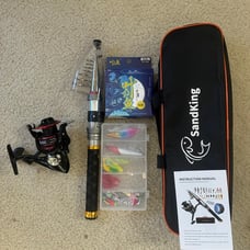 Fishing Pole Kit, Carbon Fiber Telescopic Fishing Rod and Reel Combo with Spinni