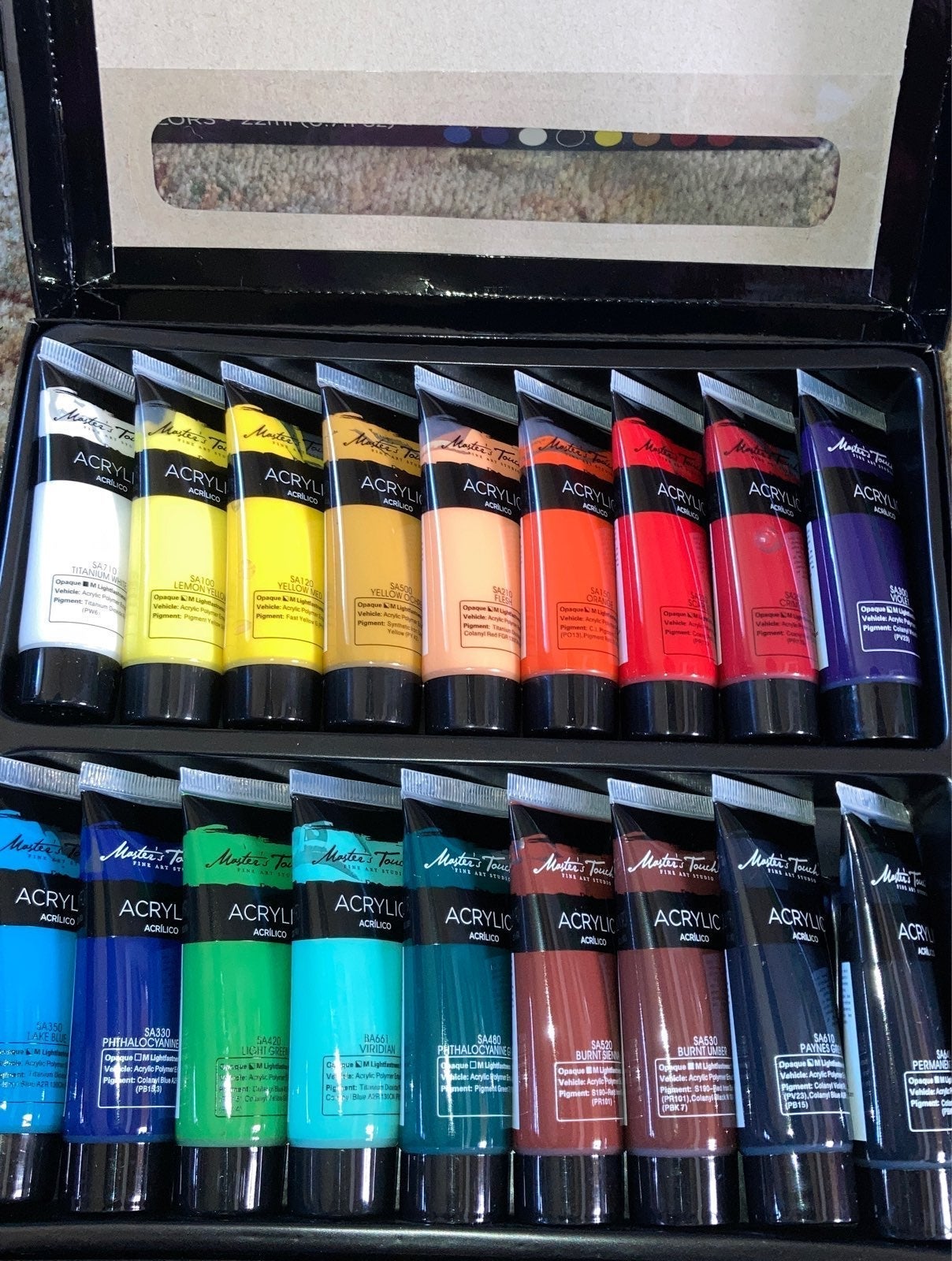 18 count acrylic paint tubes