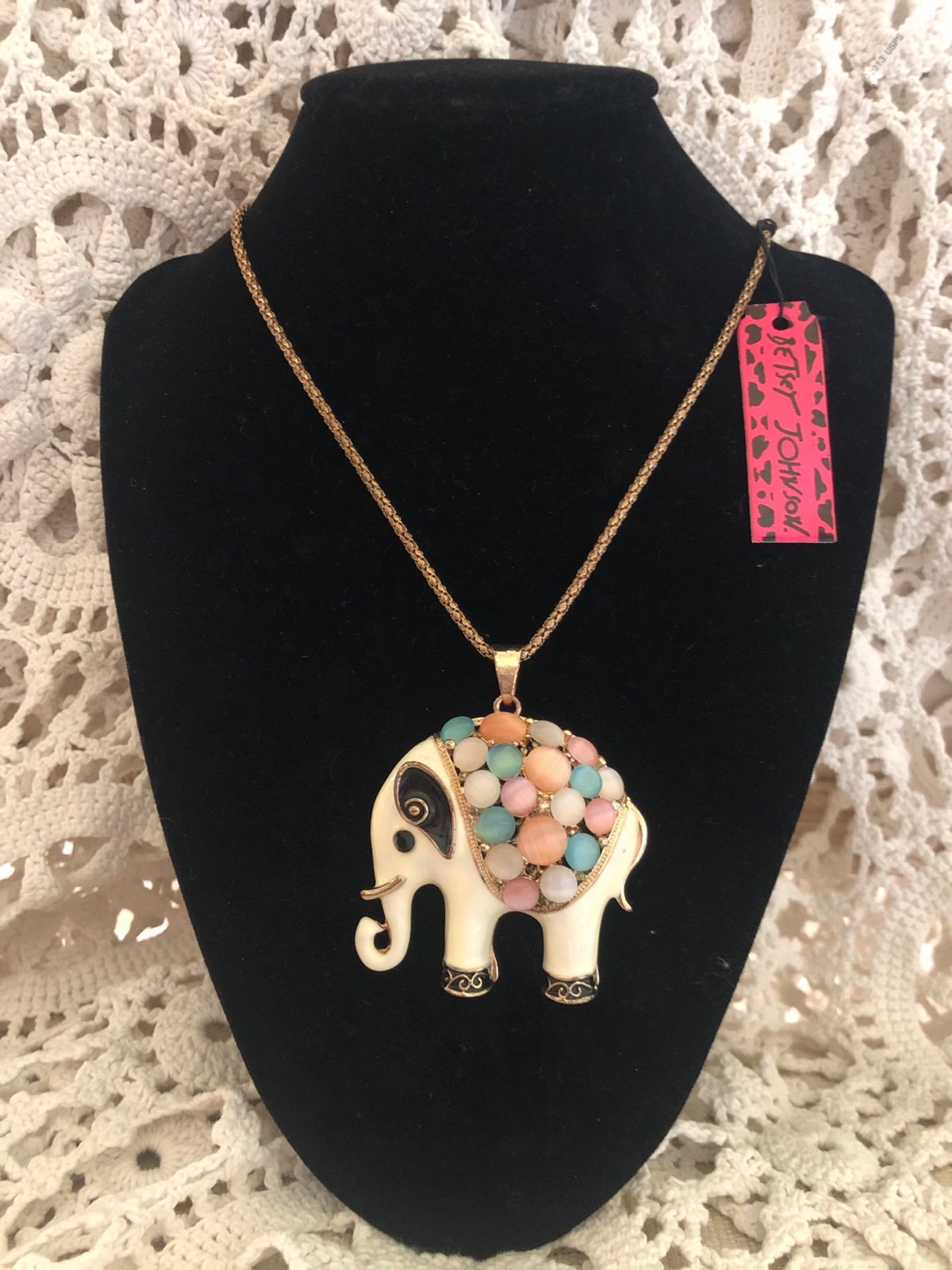 NWT Vintage Betsey Johnson Elephant Necklace