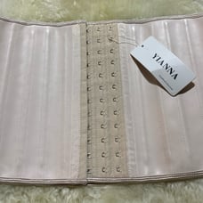 Yianna Nude Hook & Eye Latex Corset Waist Trainer Cincher, Size XL