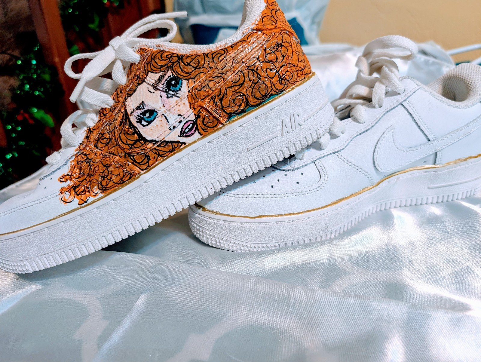 Custom Disney Princess Merida Nike Air Force 1 White, Customized AF1 Size 4.5Y