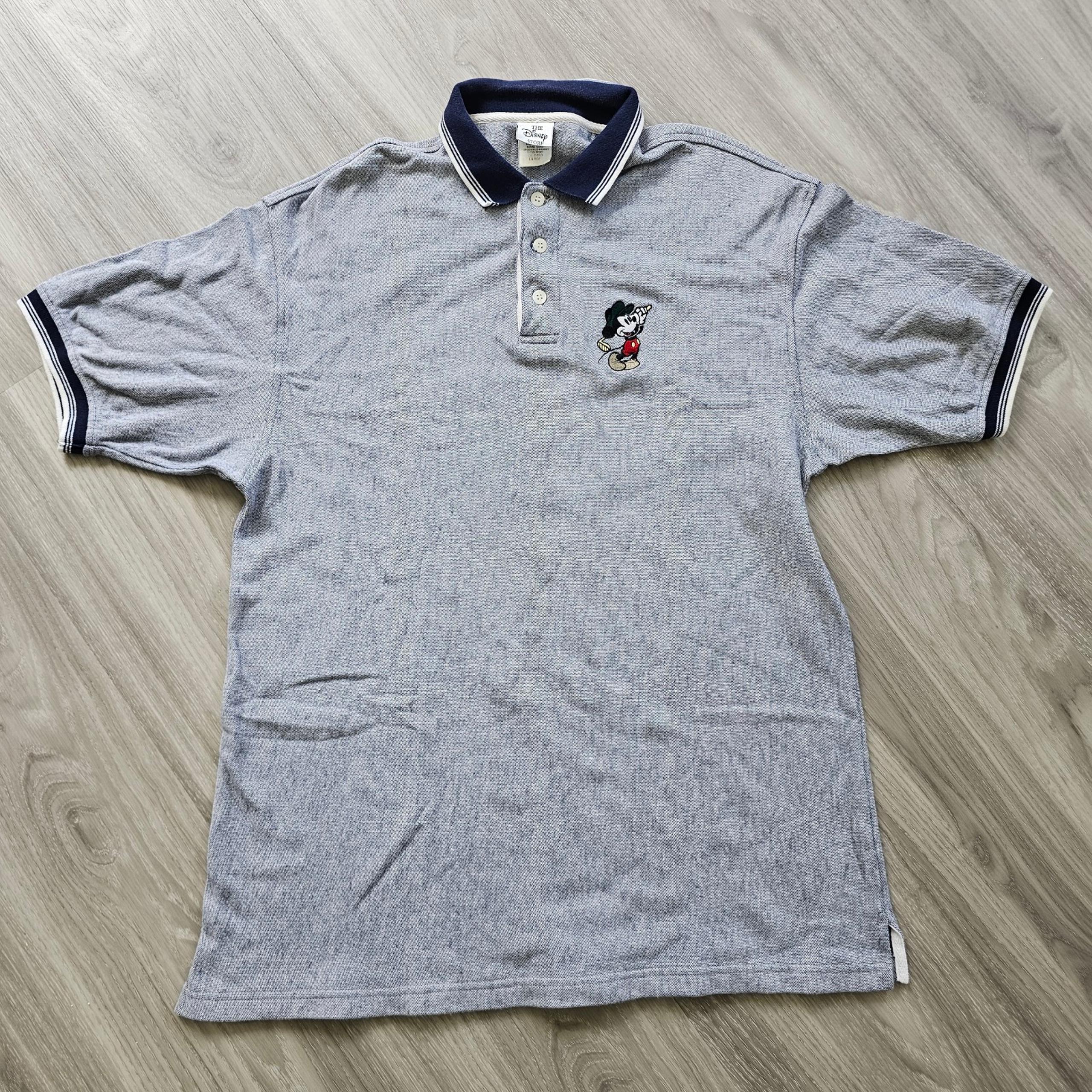 Vintage Disney Golf Polo Shirt Mens Large Blue Mickey Mouse 90s