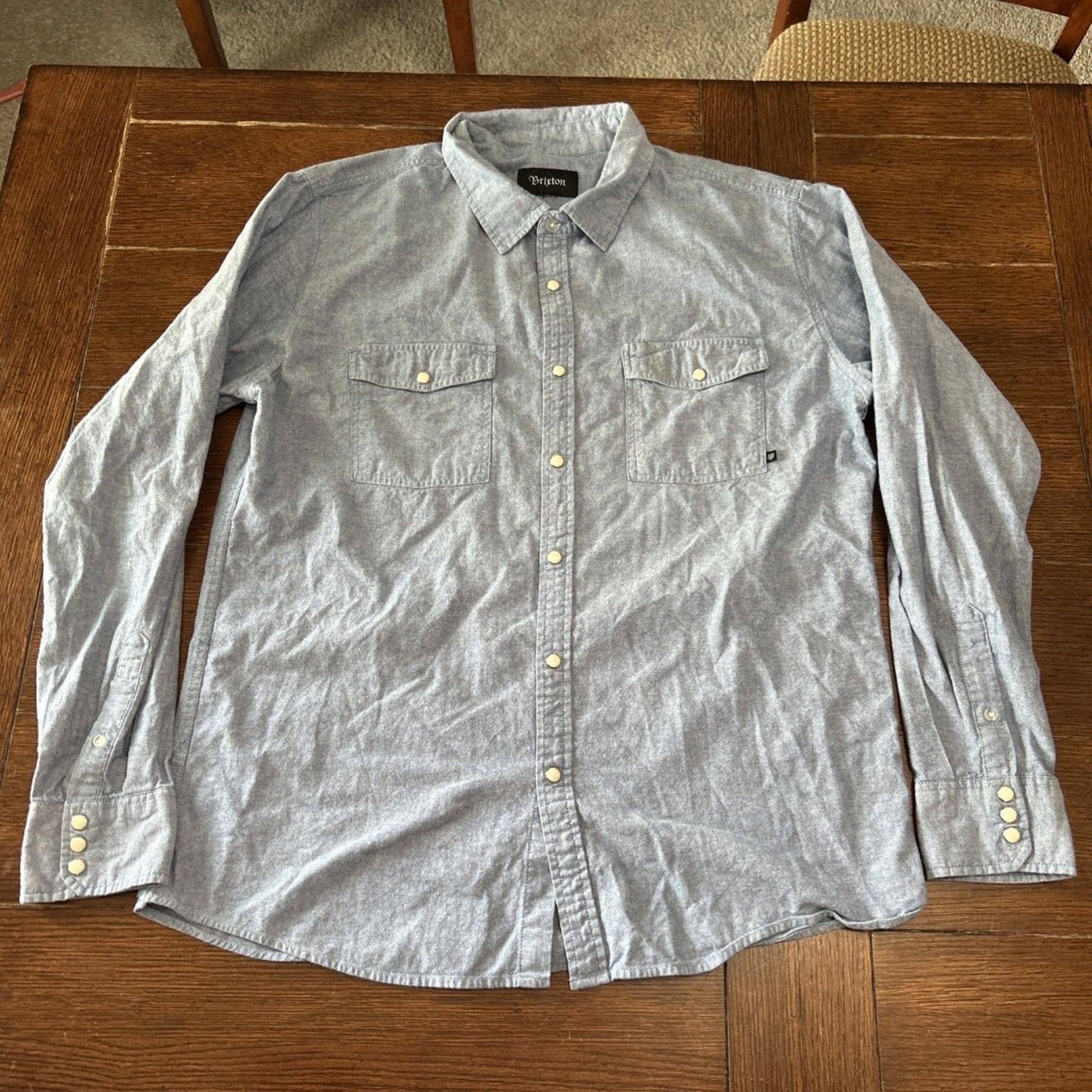 Brixton Button Up Shirt Adult Large Denim Pearl Snap Western Cowboy Blue