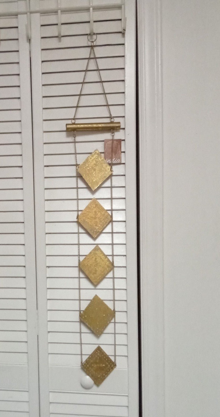 Handmade In India Embossed Gold Metallic Diamond Windspinner Suncatcher Hang Art