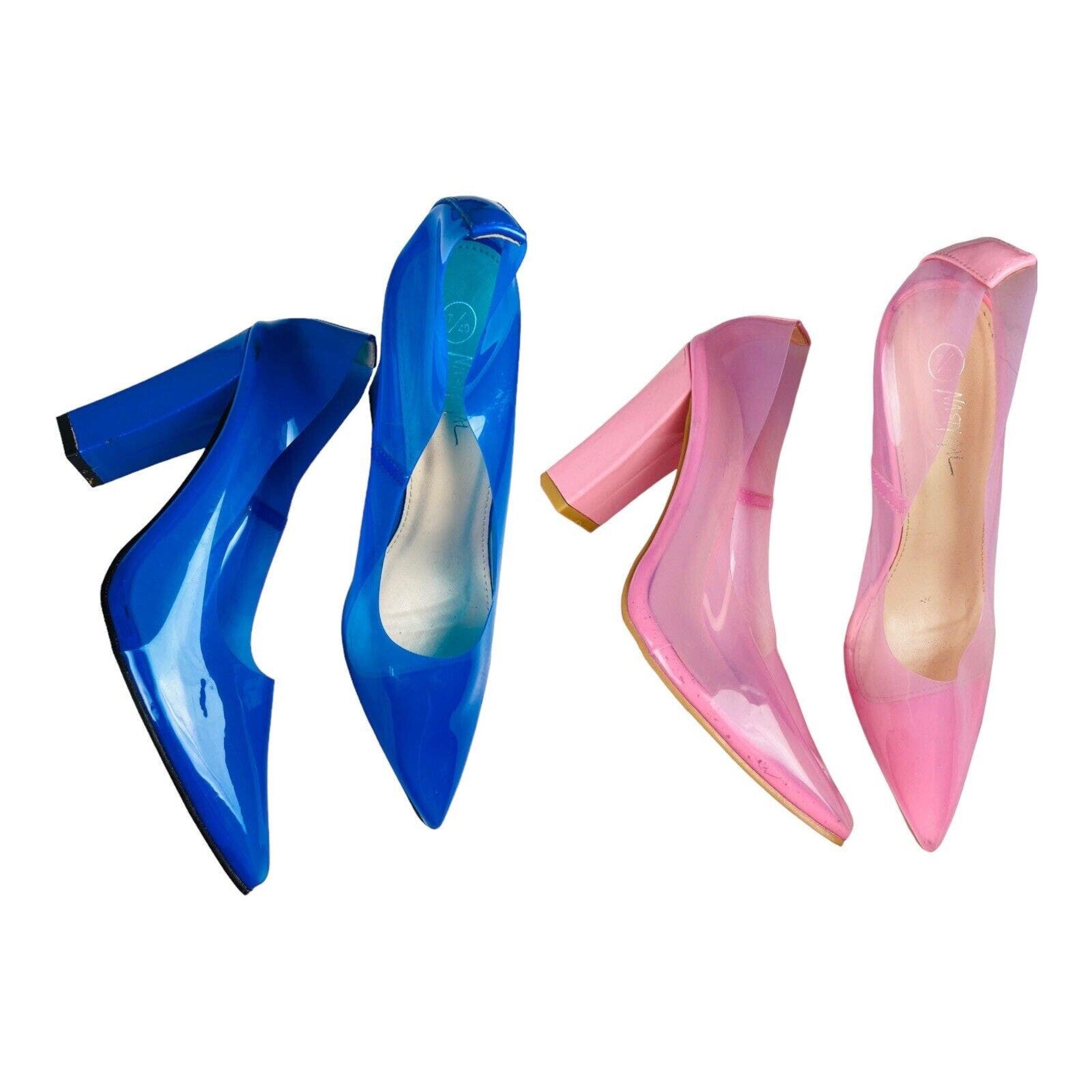 3972 Lot of 2 Nasty Gal Heels Pumps See Through Block 7 Transparent Slip On