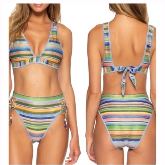 NWT Becca | East Village Metallic High Waist Bikini Set