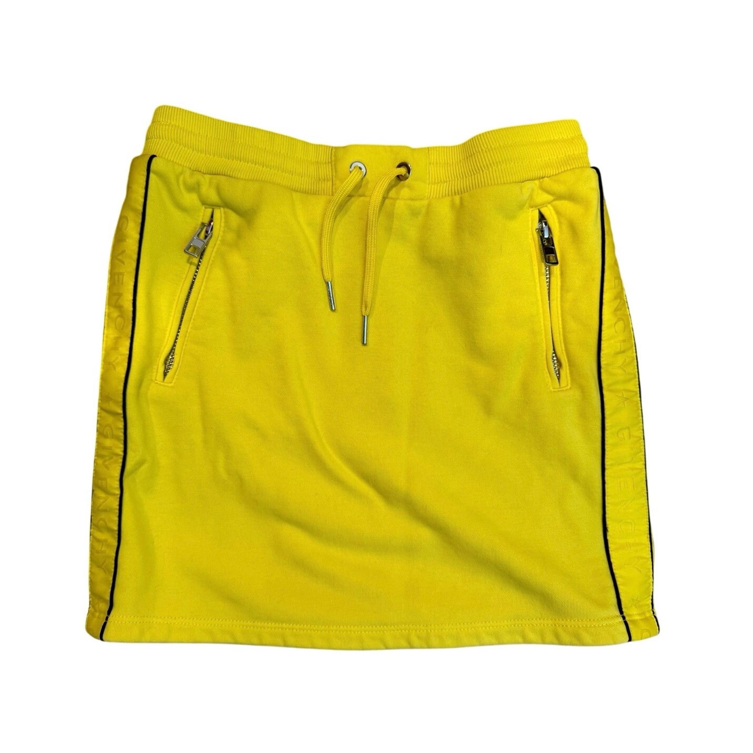 Givenchy Paris Girl’s Yellow Logo Side Stripe Drawstring Mini Skirt Size 10