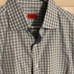 Isaia Napoli blue check shirt men’s size 17.5 made in Italy