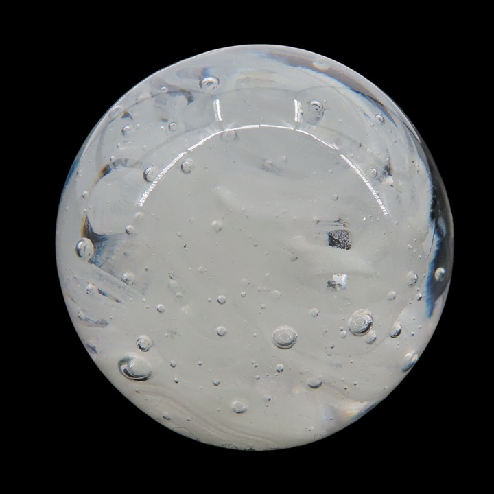VTG 2in Glow In The Dark Glowing White Clear Swirl Bubble Glass Paperweight