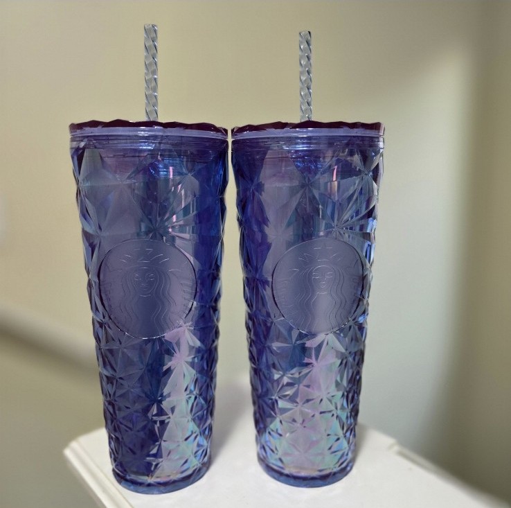 2 Starbucks Purple Iridescent Prism Venti Tumblers