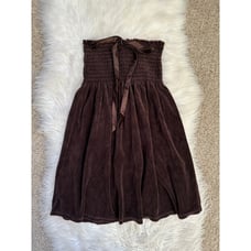 Y2K Old Navy Brown Velour Halter Strapless Bow Top
