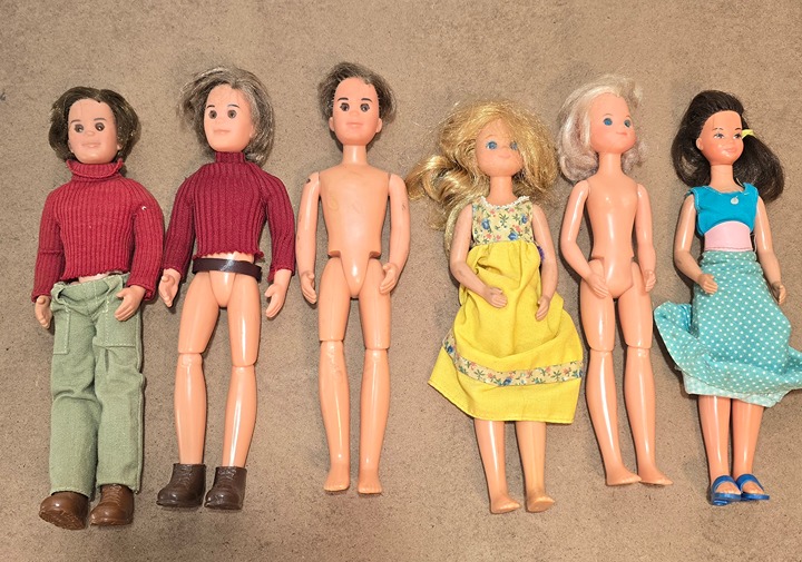 Vtg 1973 The Sunshine Family Lot of 6 Dolls Made in Taiwan