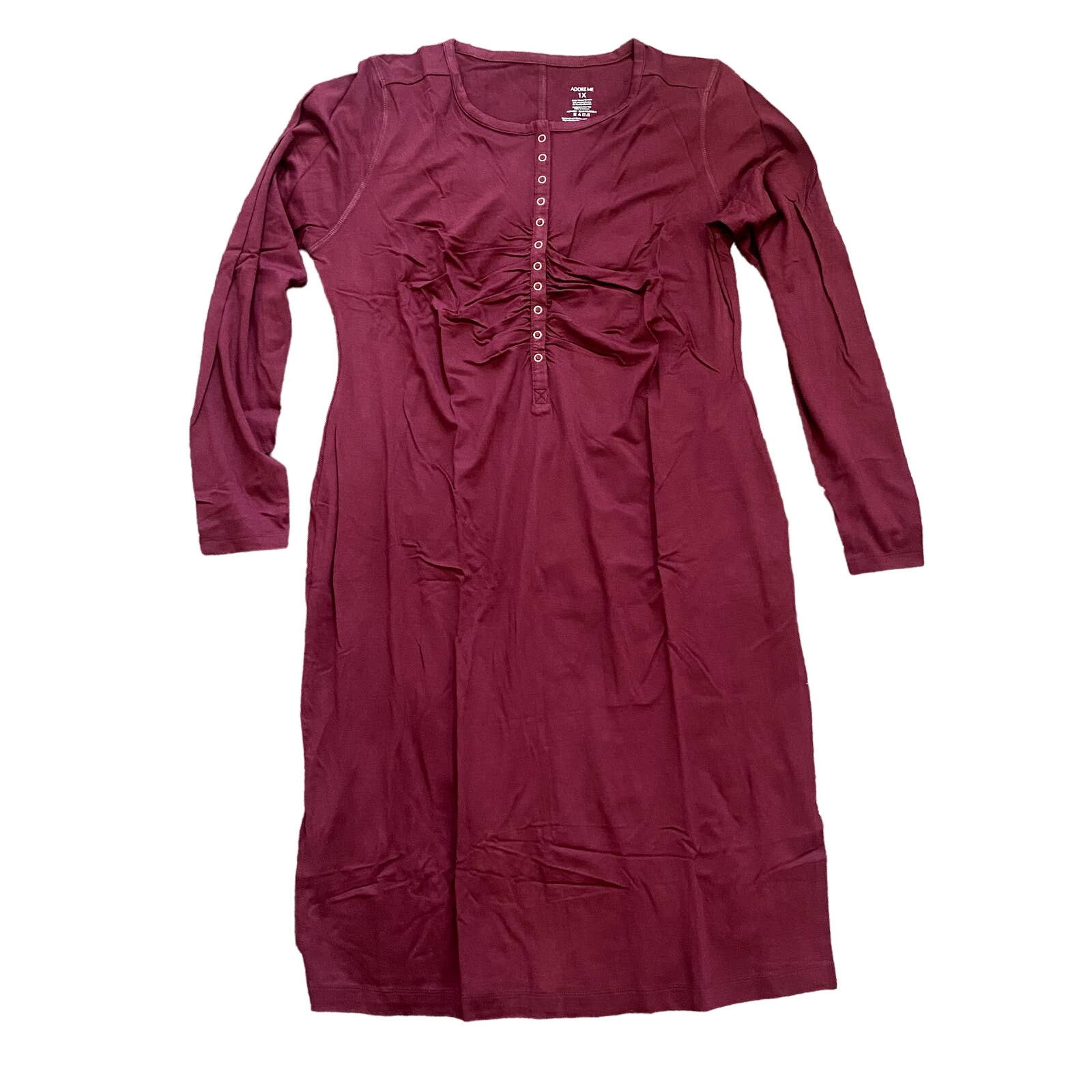 Adore Me Pearl Long Sleeve Henley Dress in Purple, Size 1X