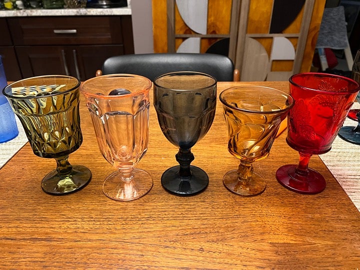 Vintage Mulit-color Goblets, Set of 5