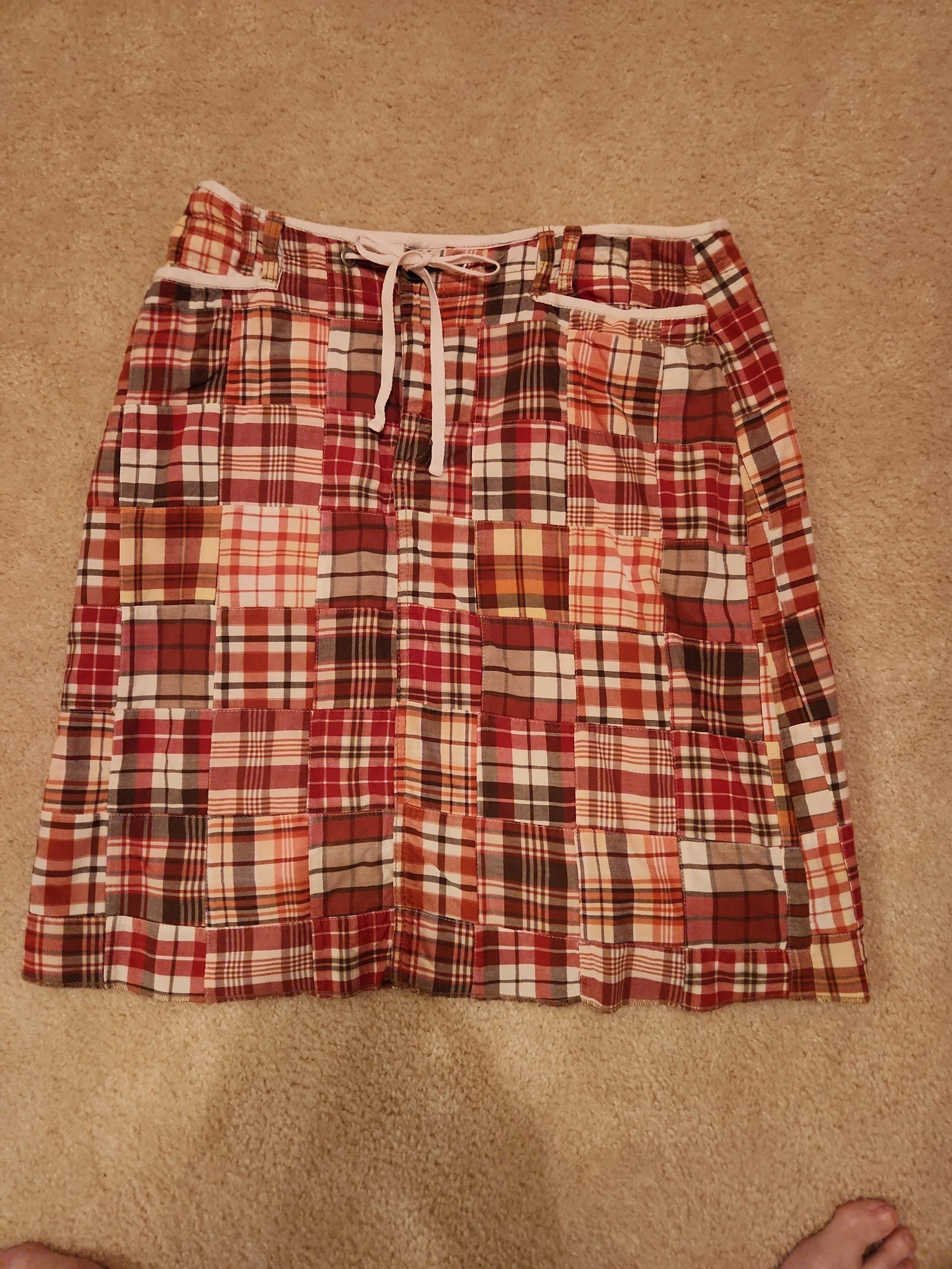 Liz Claiborne orange red brown plaid skirt Size 14