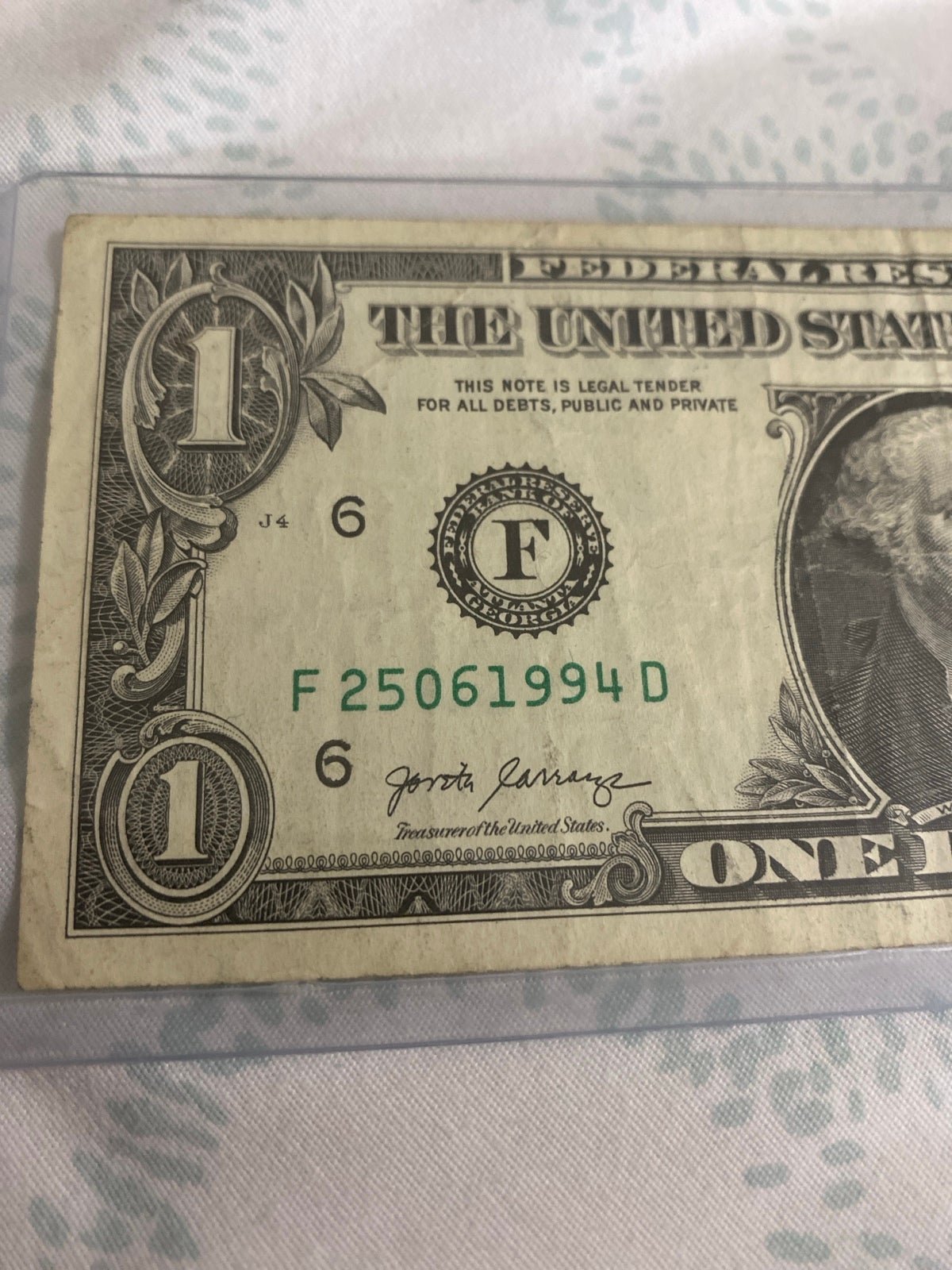 1 Dollar Bill Note Birthdate or Yeardate