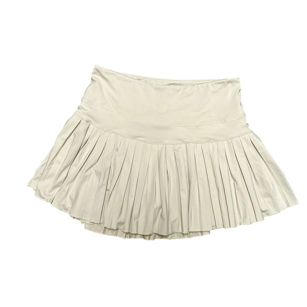 Goldhinge Womens Pleated High Rise Tennis Skirt Skort Preppy Beige Size Small