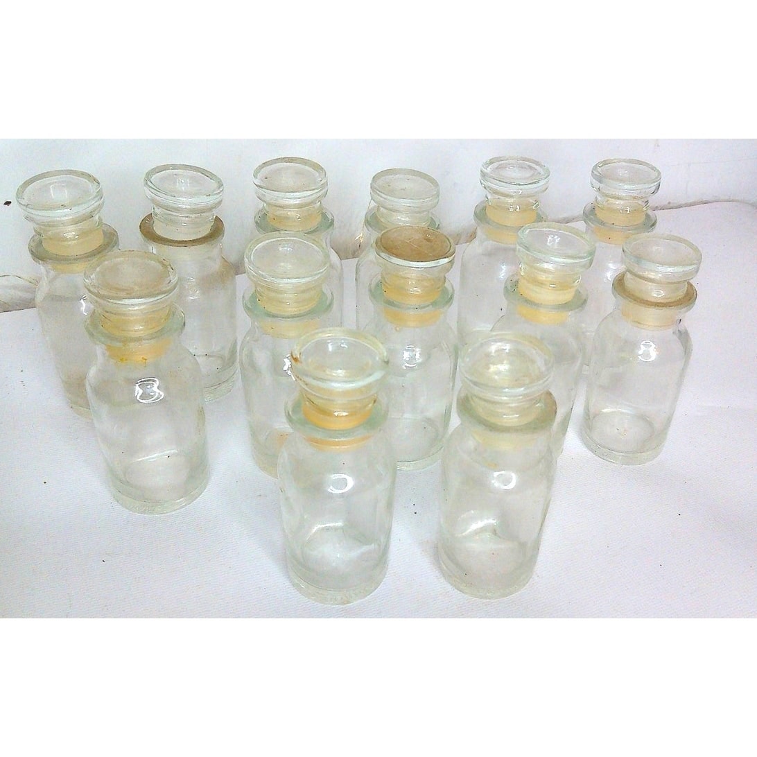 Glass Spice Apothecary Jars With Stopper Empty Made in Japan Set of 13 READ