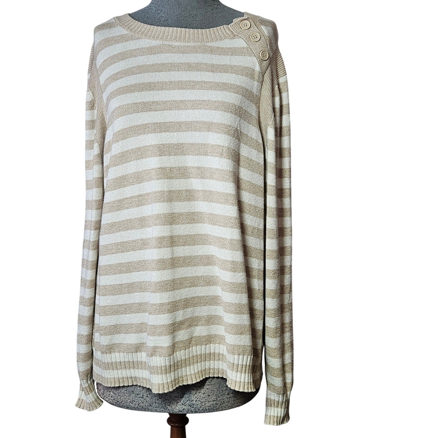 Lane Bryant Cream Stripped Sweater Size 18