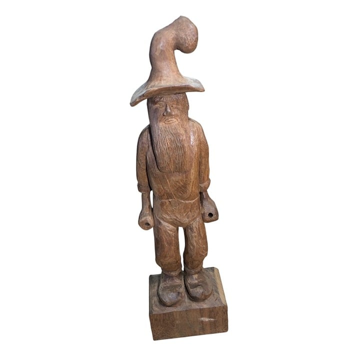 Hand Carved Wooden Hillbilly Mountain Man Figure Folk Art Primitive Gnome