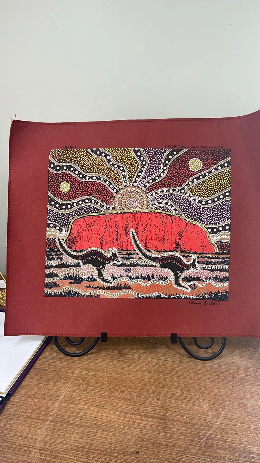 Authentic Aboriginal Art: Fabric Panel Kangaroo Sunset - ULURU by Danny Eastwood