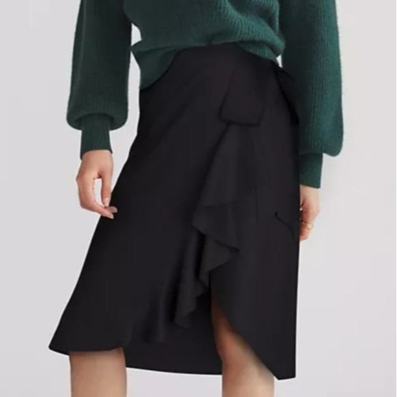 Maeve Flounced Midi Skirt Black 10