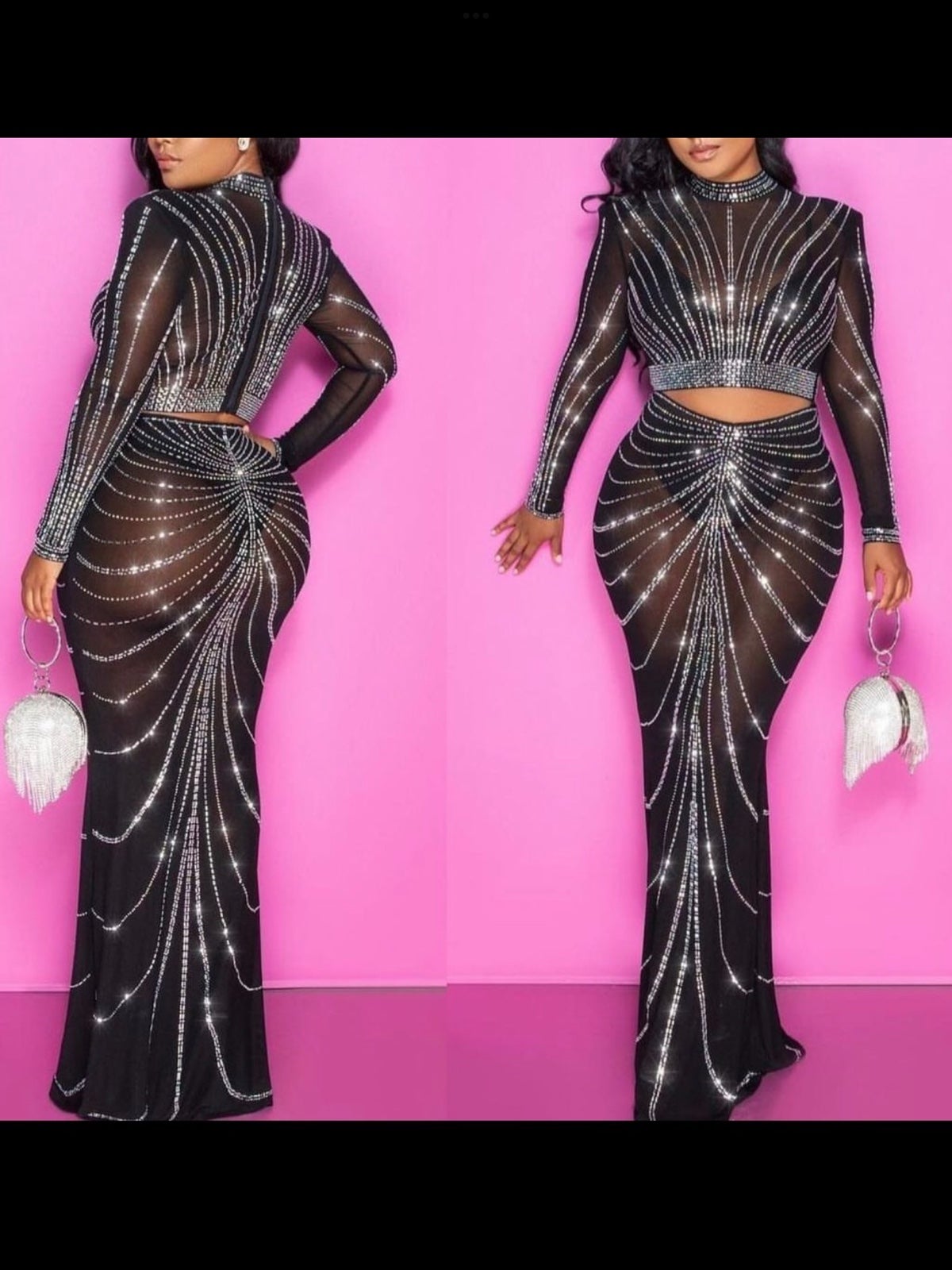 RHINESTONE EMBELLISHED 2 PIECE SKIRT SET