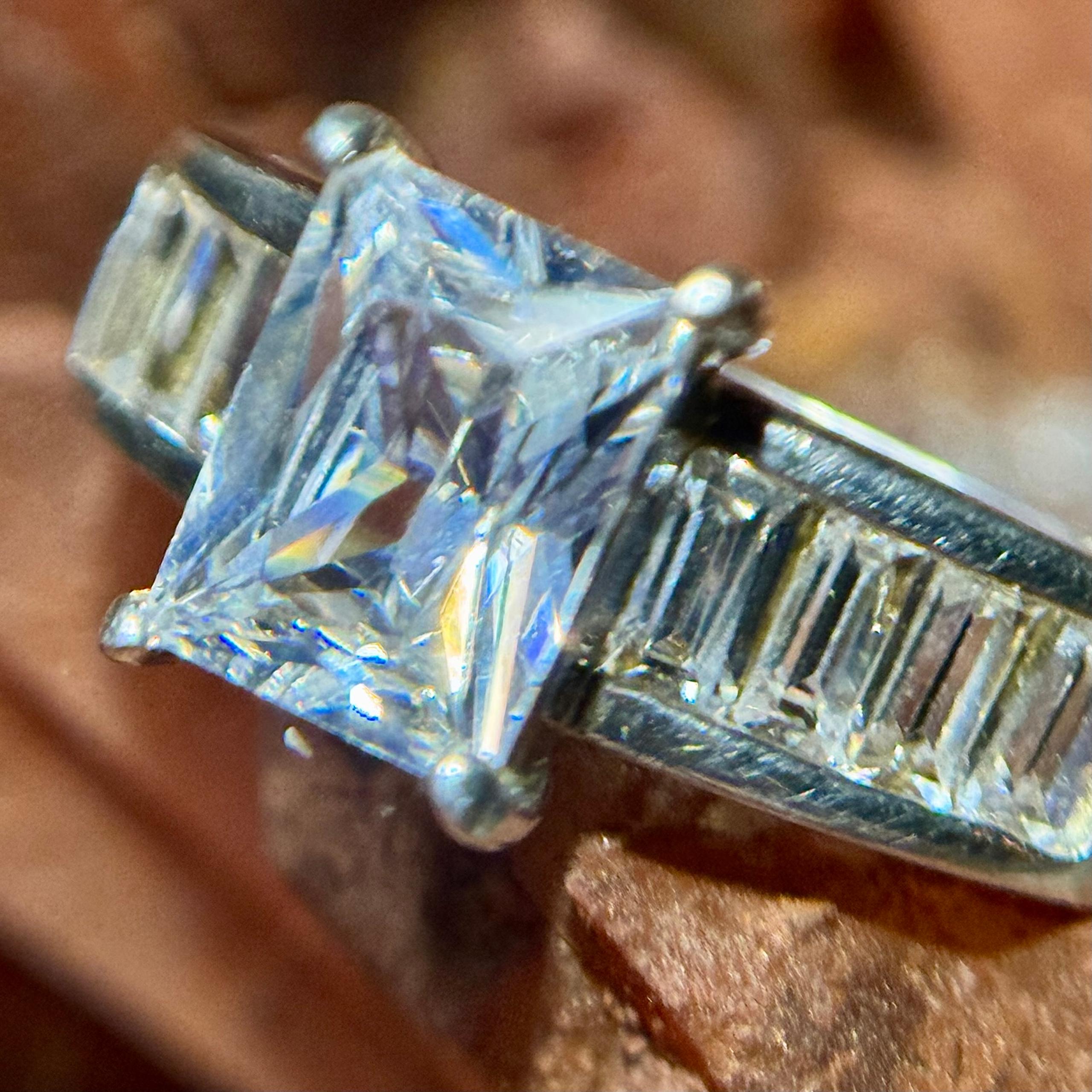 Big Princess Cut CZ Sterling Silver Engagement/Statement/Bling Ring SIZE 7 - Zales