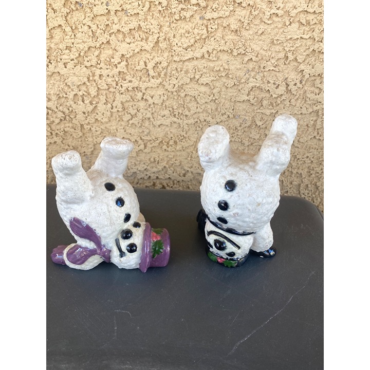 Vintage Arnels 1980 Upside Down Tumbling Snowman Figurines Set of 2 Handstand Sn