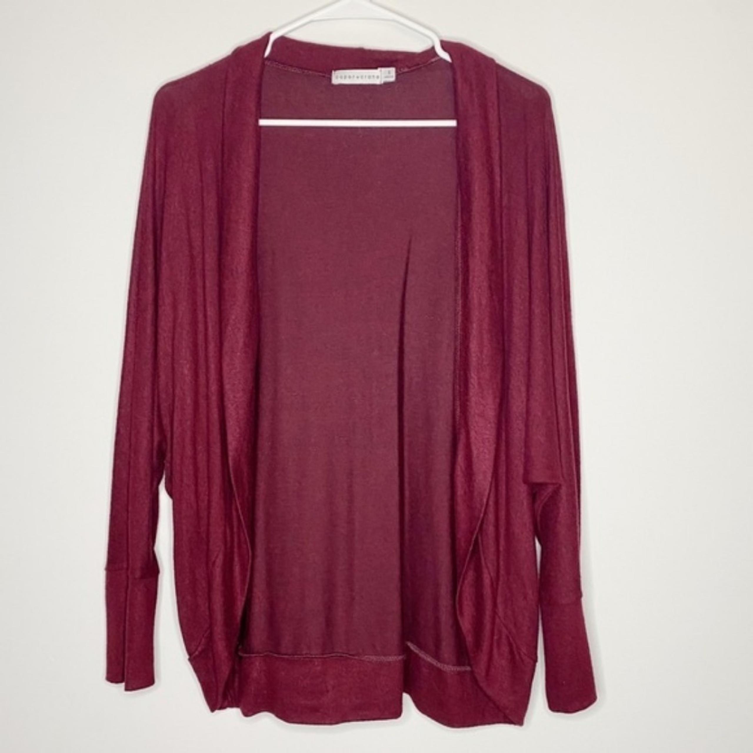 Paper Crane Maroon Cardigan Dolman Open Front Sweater Size Small