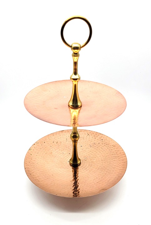 Double Layer Elegant Hammered Copper Brass Ring Tidbits/Dessert Stand Base Pad