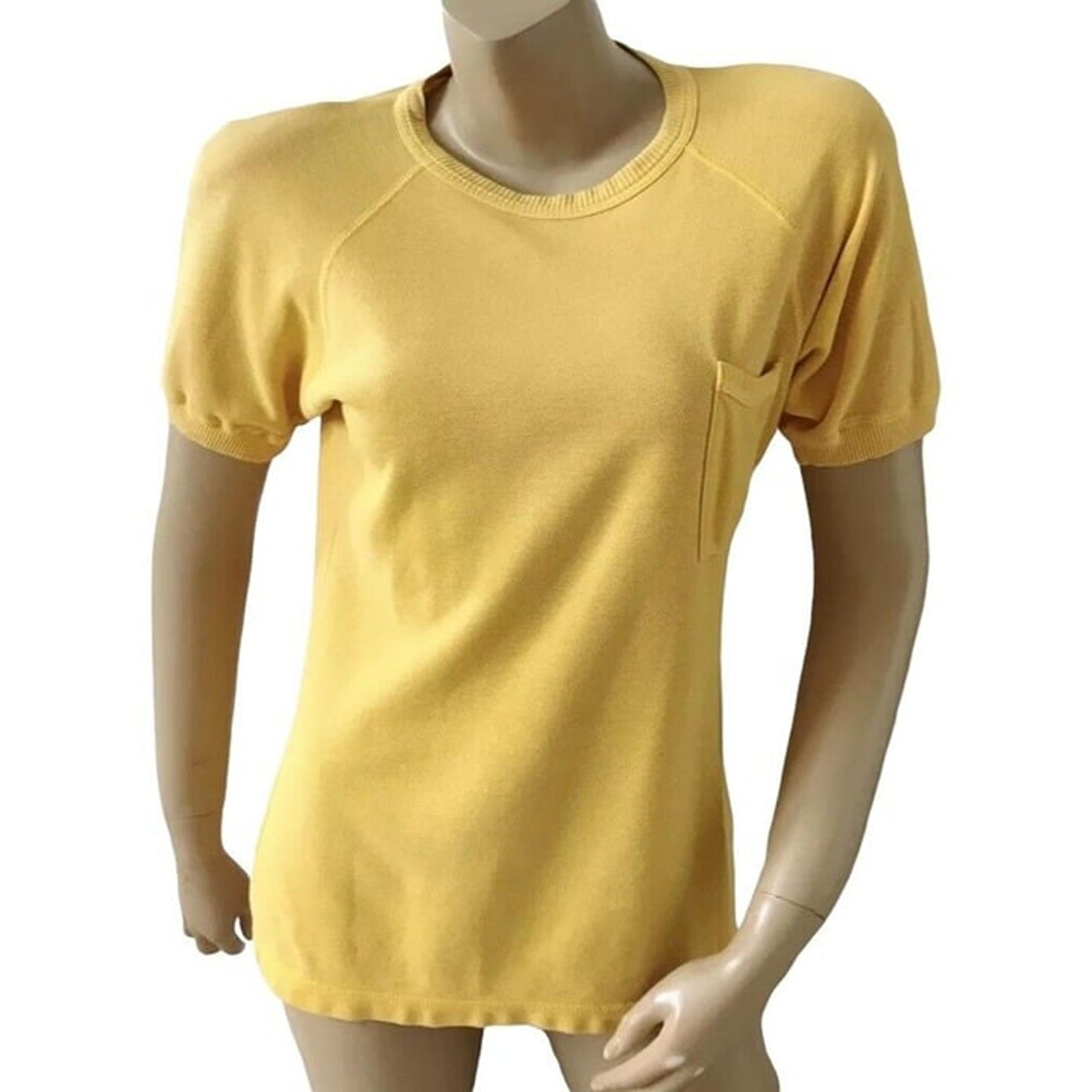 LIZ CLAIBORNE Liz Wear Womens Petite Size P Vintage Short Sleeve Yellow Sweater