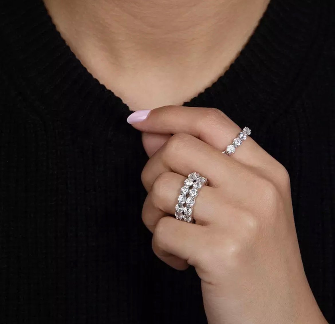 Moissanite eternity engagement ring wedding band size 4,5,6,7,8,9
