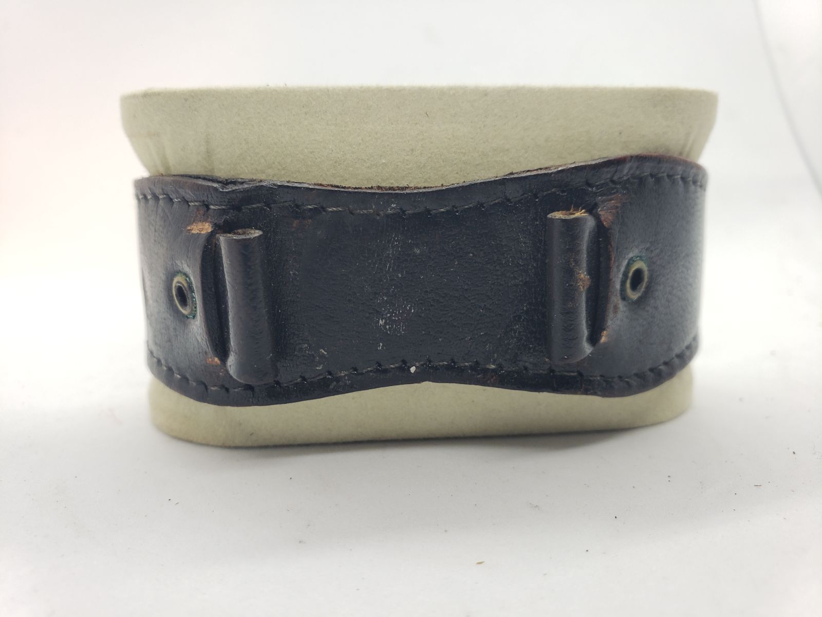 Vintage dark leather bund watch strap