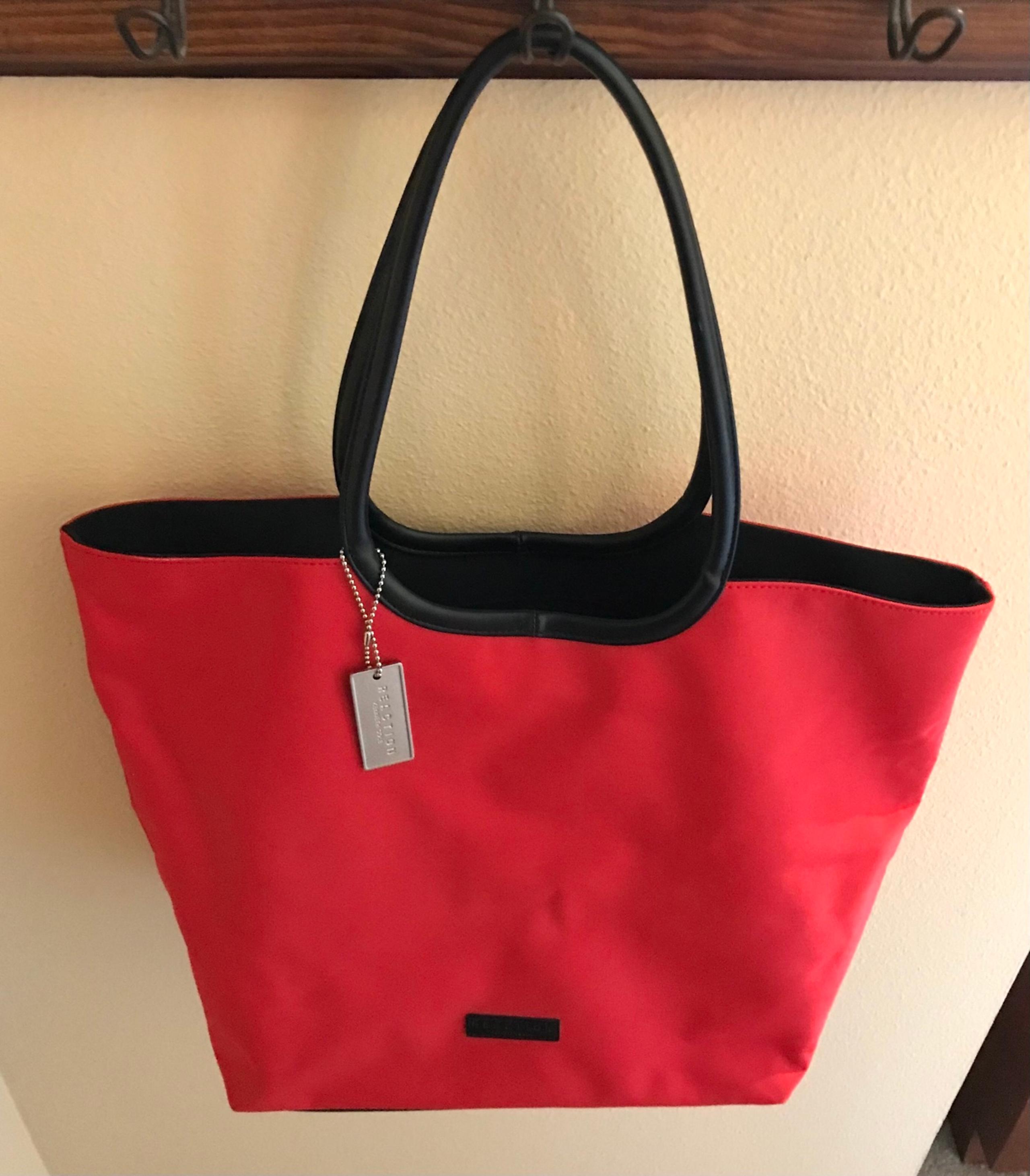 Kenneth Cole Reaction Red & Black Tote/Bag Canvas, Classic Look