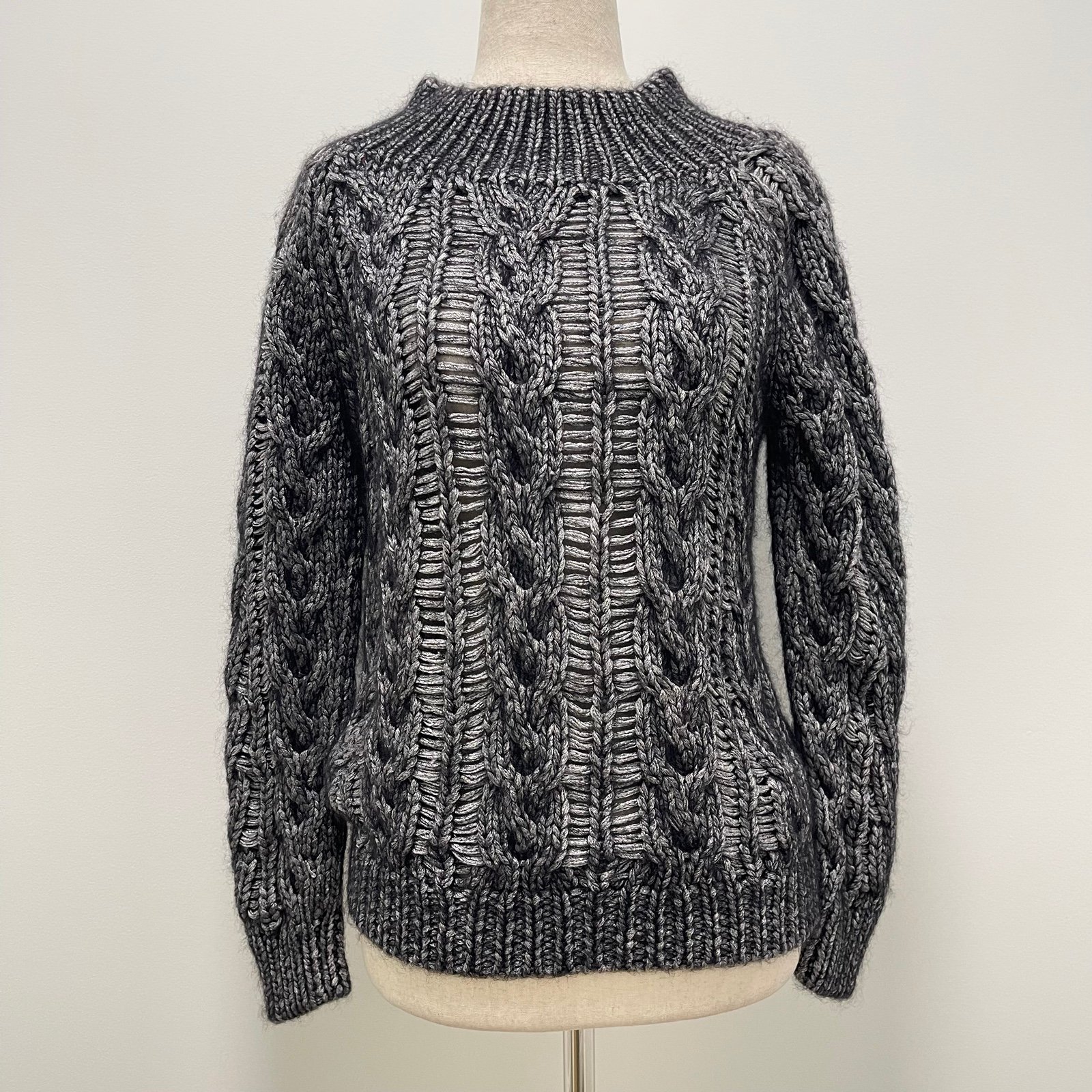 Ports 1961 Open Knit Mohair Blend Black Sweater Size X-Small