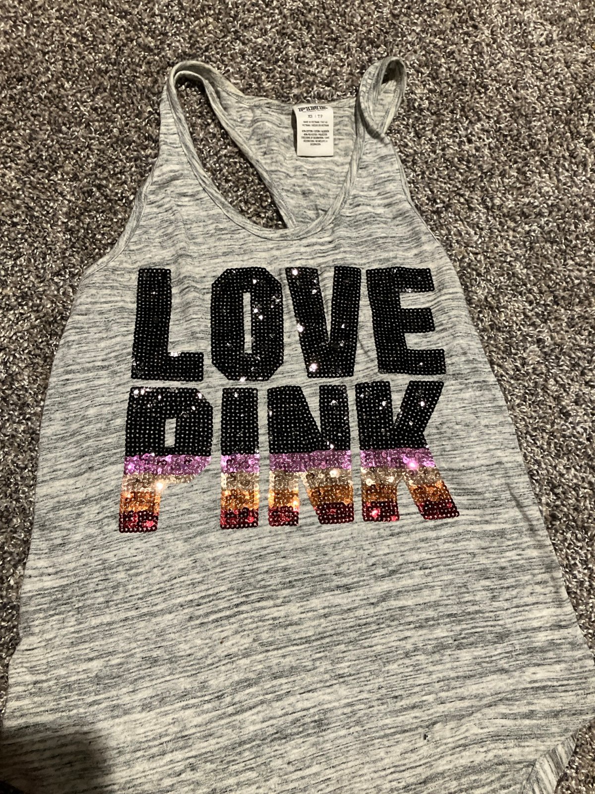 PINK tank top with sparkle letters