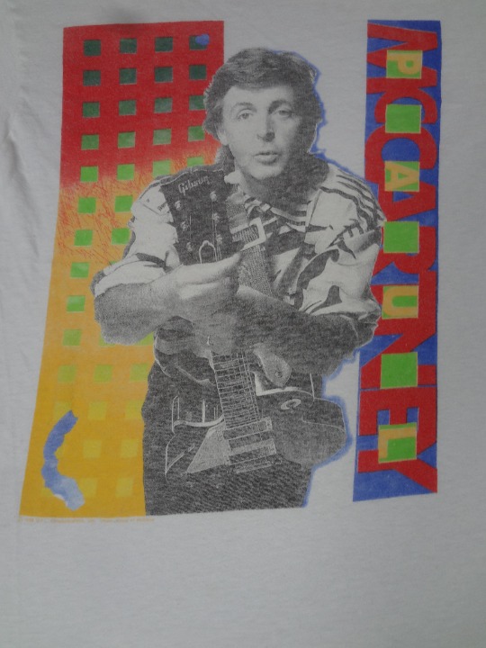 VTG PAUL MCCARTNEY WORLD TOUR 1989 1990 SMALL WHITE T-SHIRT K159 (SPOT SEE PICS)