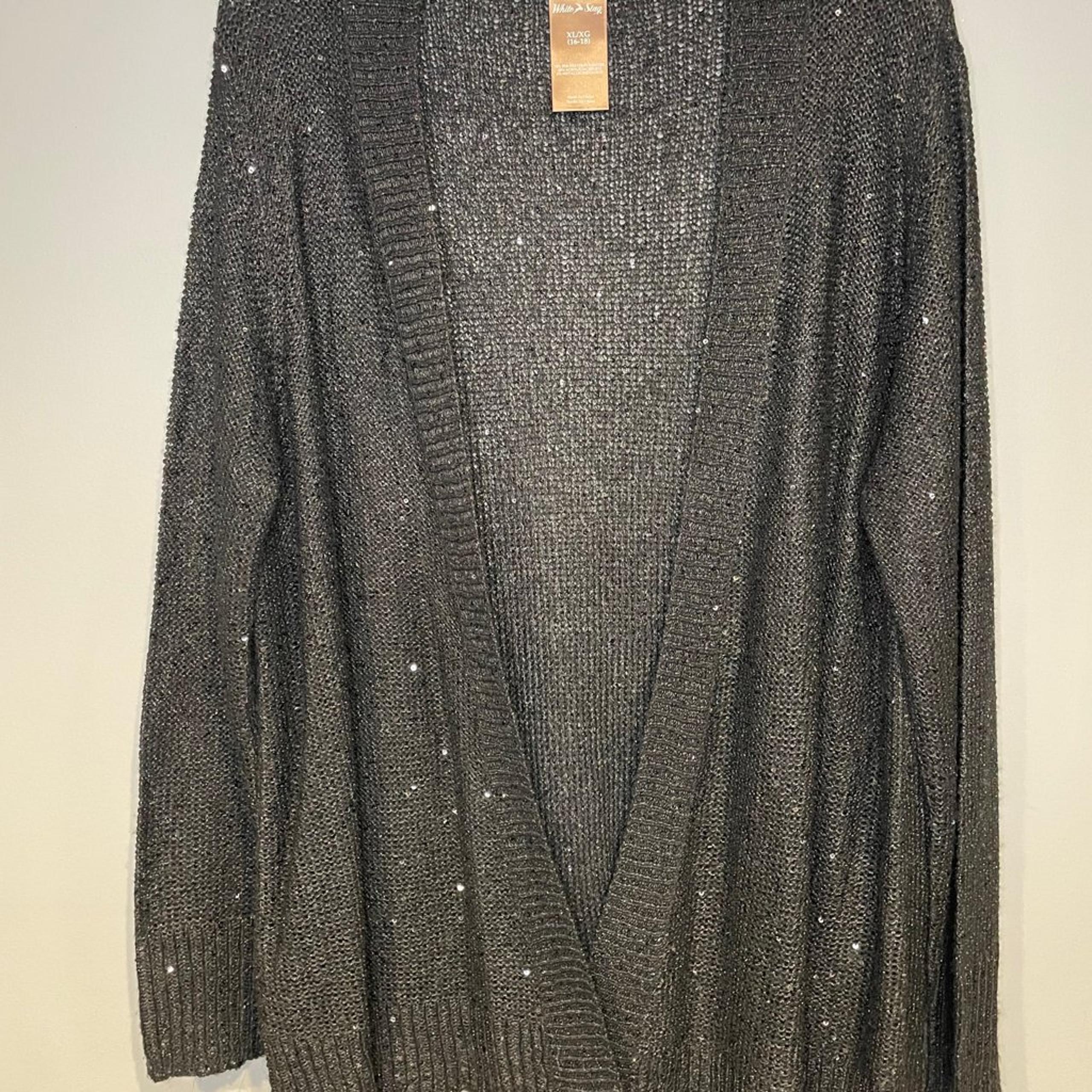Womens Black Cardigan Metallic Knit