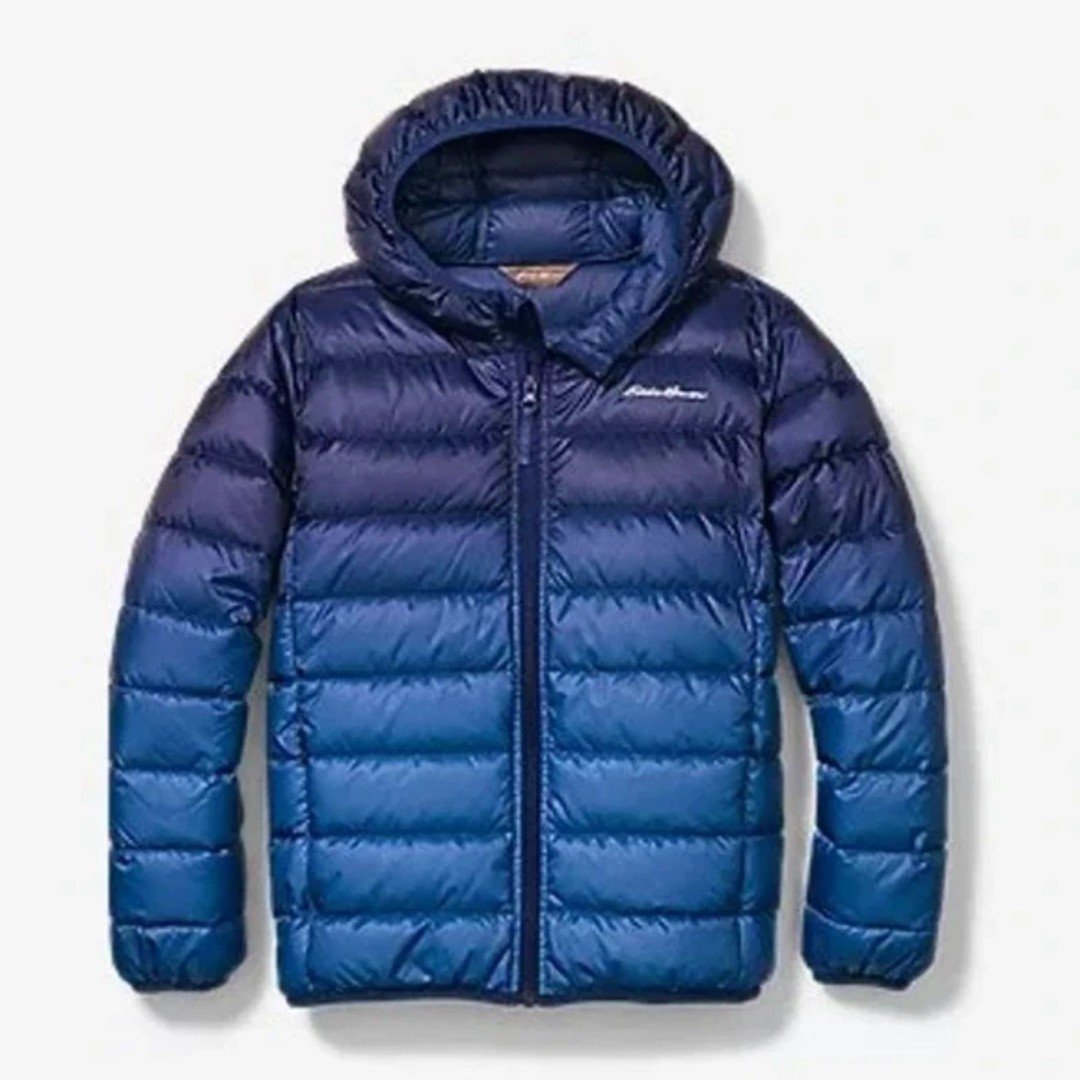 Eddie Bauer Kids Down Jacket Blue Ombre Hooded Coat Cirruslite SIze Small 7-8