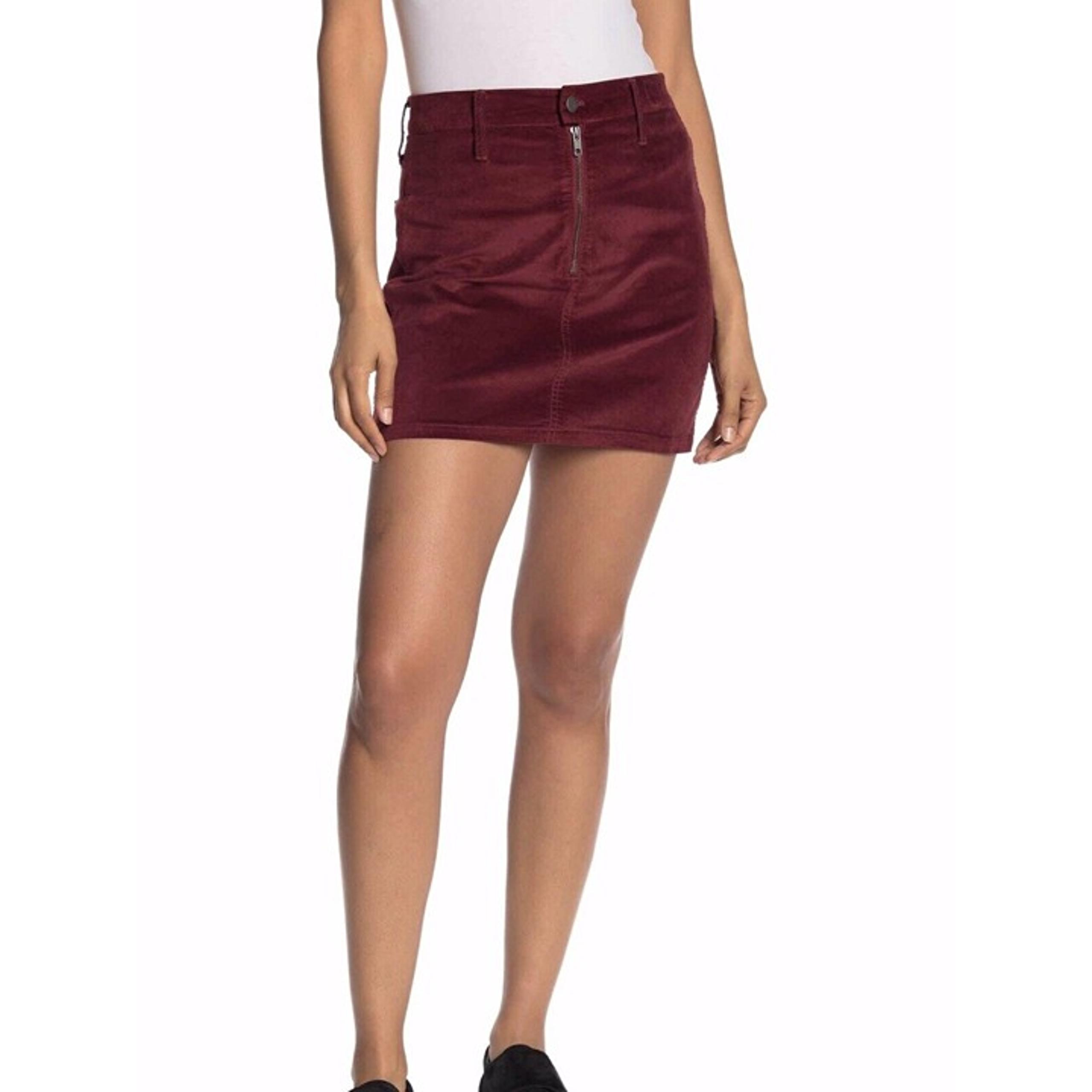 Madewell Stretch Velveteen Straight Zip Mini Skirt Womens 27 NWT $88