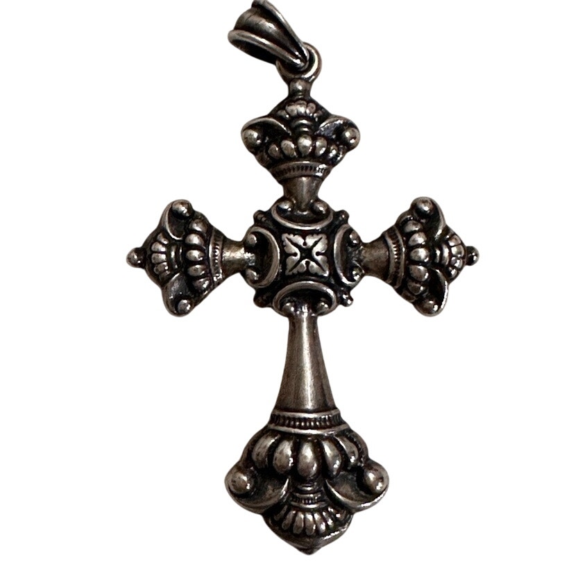 Large Retired James Avery HEAVY Cross Pendant 24 sterling chain
